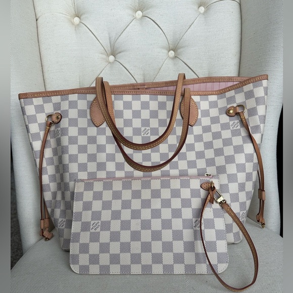 Louis Vuitton Neverfull MM - Damier Azur - Rose Ballerine - Picture 2 of 10